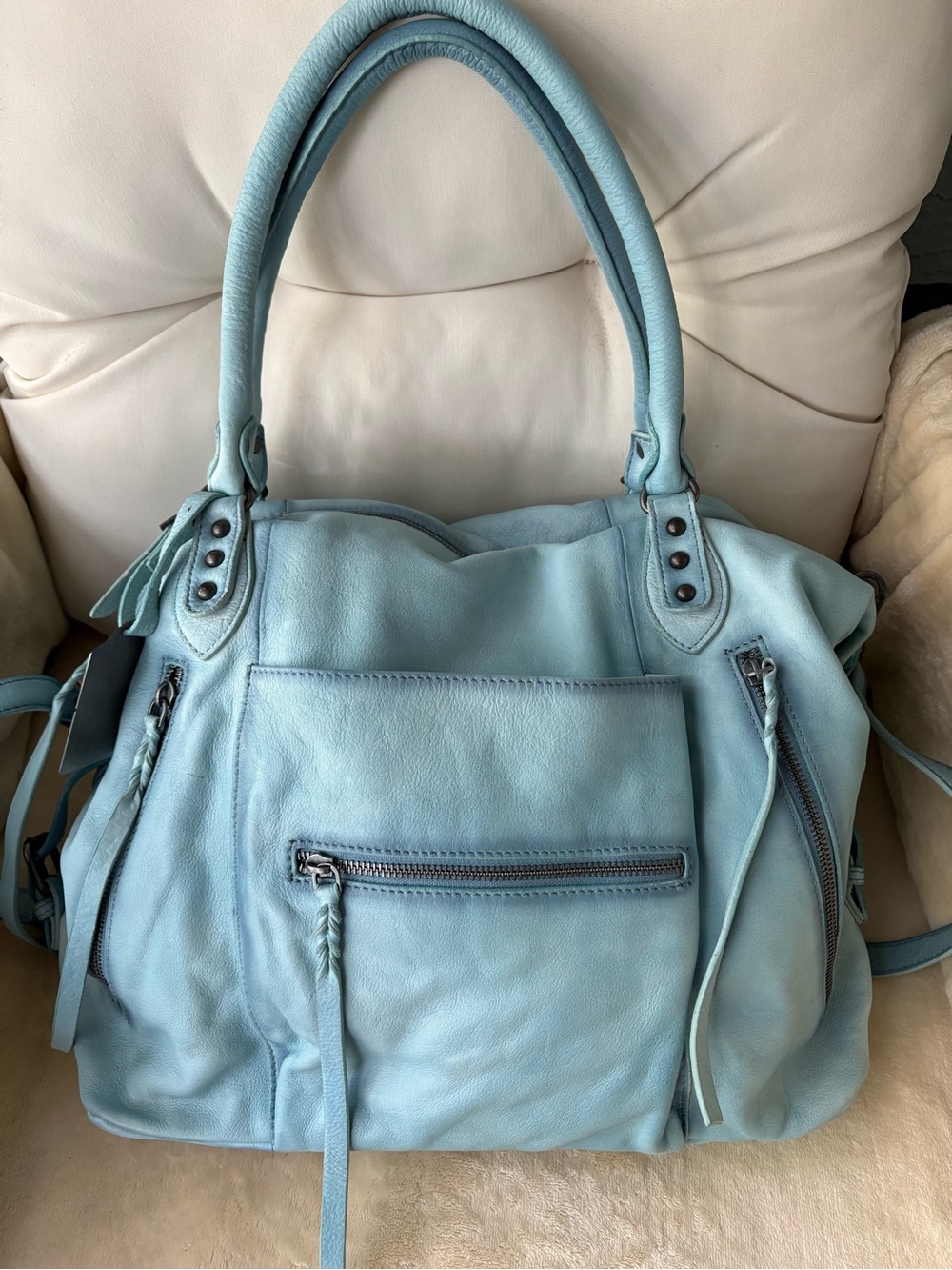 We The Free Emerson Large tote 🔥Washed Sail🔥Full Size •Free People🌟